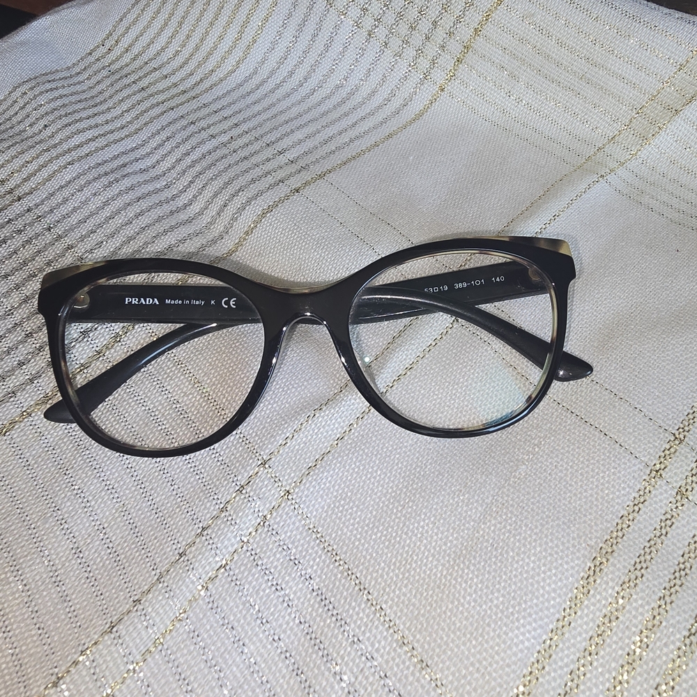 Prada Black And Brown Eyeglasses. RX Lenses, EUC